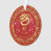 Chinees Zodiac Snake Red/Gold ID542 Ornament (voorkant)