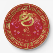 Chinees Zodiac Snake Red/Gold ID542 Papieren Bordje (Voorkant)