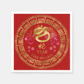 Chinees Zodiac Snake Red/Gold ID542 Servet (Voorkant)