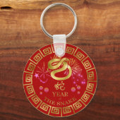 Chinees Zodiac Snake Red/Gold ID542 Sleutelhanger (Voorkant)