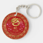 Chinees Zodiac Snake Red/Gold ID542 Sleutelhanger (Achterkant)