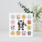 Chinees Zodiac Square Year of the Horse Party Kaart (Staand voorkant)