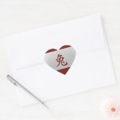 Chinees zodiakoestisch bord Rabbit red Hart Sticker (Envelop)