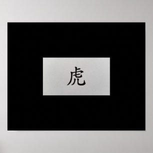 Chinees zodiazoolbord Tiger zwart Poster