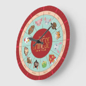 Chinees zodion met schattige karakters Wall Clock Grote Klok (Hoek)