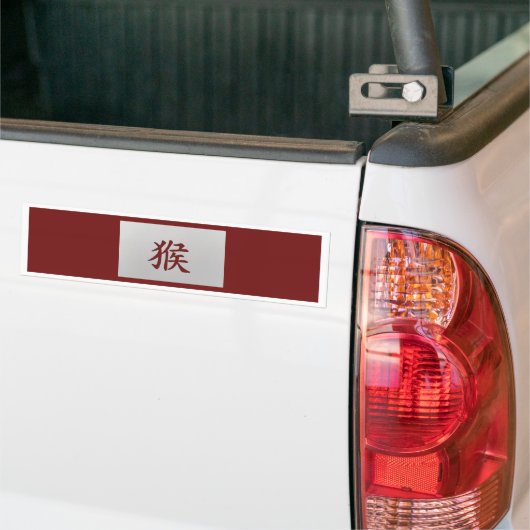 Chinees zodiumteken Monkey red Bumpersticker (Op Truck)