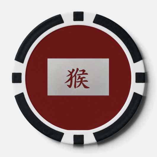 Chinees zodiumteken Monkey red Poker Chips (Voorkant)