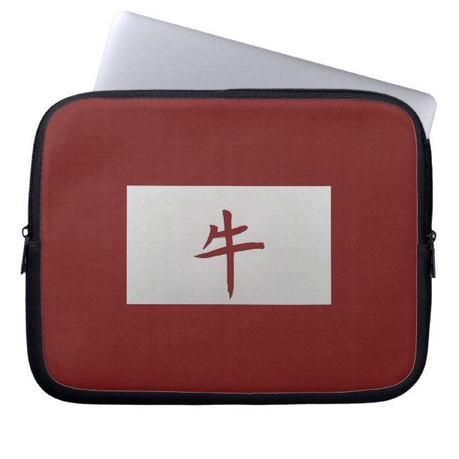 Chinees zodiumteken Ox rood Laptop Sleeve (Voorkant)
