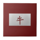 Chinees zodiumteken Ox rood Tegeltje (Voorkant)