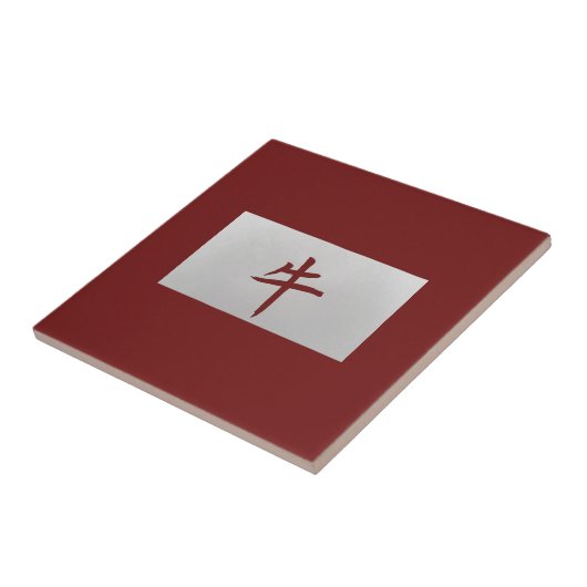 Chinees zodiumteken Ox rood Tegeltje (Zijkant)