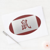 Chinees zodiumteken Rat red Ovale Sticker (Envelop)