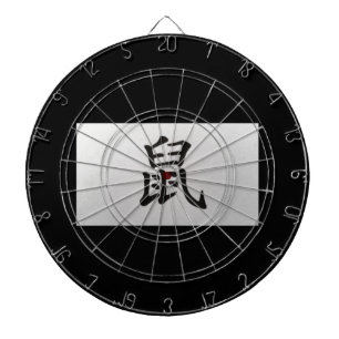 Chinees zodiumteken Rat zwart Dartbord