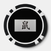 Chinees zodiumteken Rat zwart Poker Chips (Achterkant)