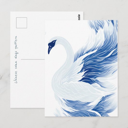 Chinees zwanenvleugelpatroon briefkaart (Voorkant / Achterkant)
