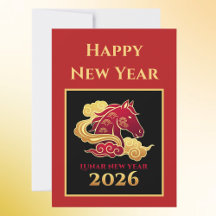 Chinese 2026 Paard Maan Nieuwjaar Kaart