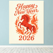 Chinese 2026 Vuurpaard Canvas Afdruk (Insitu (Houten vloer))
