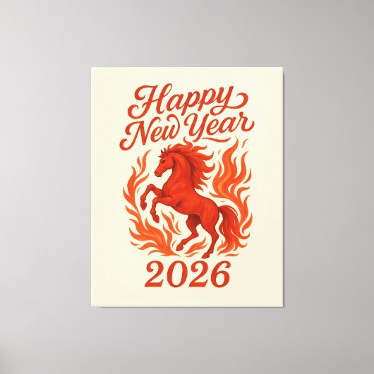 Chinese 2026 Vuurpaard Canvas Afdruk (Voorkant)