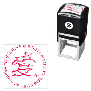 Chinese Ai Love Rode Kersenbloesem Retouradres Zelfinktende Stempel