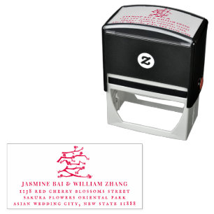 Chinese Ai Love Rode Kersenbloesem Retouradres Zelfinktende Stempel