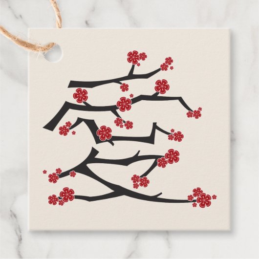 Chinese Ai wordt verliefd op kersenbloesems Bedankjes Labels (Voorkant)