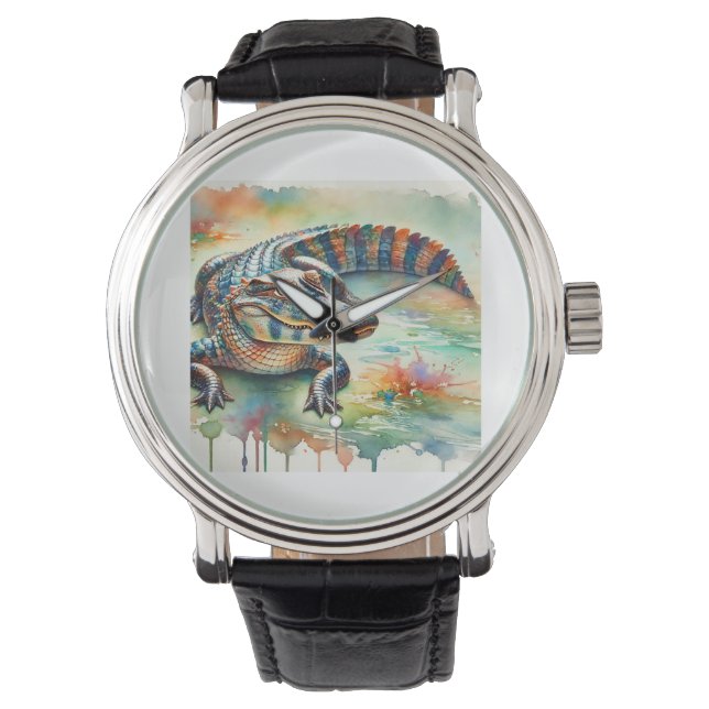 Chinese Alligator 200624AREF226 - Watercolor Horloge (Voorkant)