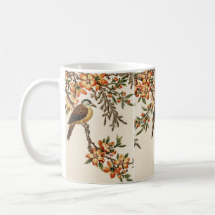 Chinese Antieke Bloem & Vogel, Vintage Tuin Koffiemok
