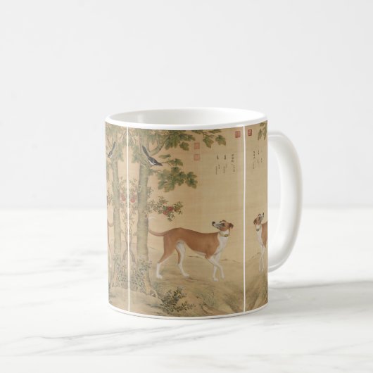 Chinese Art 1747 De hond vogel en bloemen patroon Koffiemok (Voorkant rechts)