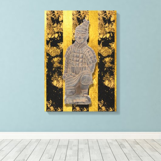 Chinese Asian Terracotta Warrior Canvas print (Insitu (Houten vloer))