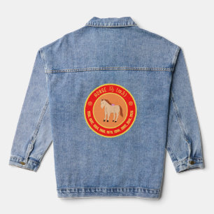 Chinese astrologie Paard teken Denim Jacket