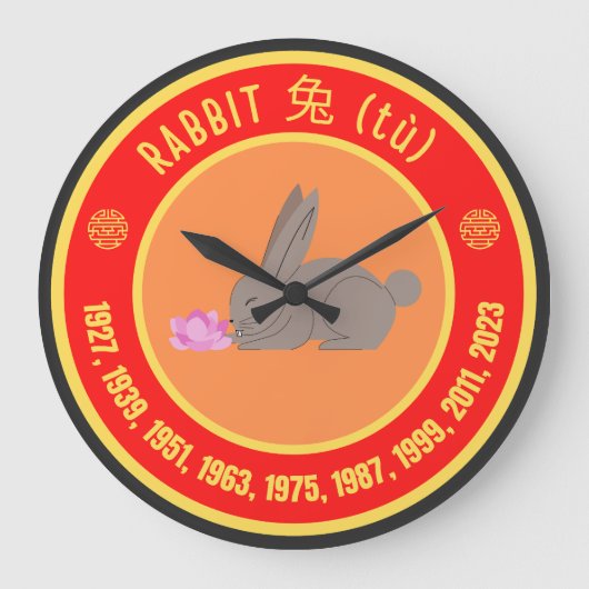 Chinese astrologie Teken van de Konijn Grote Klok (Voorkant)