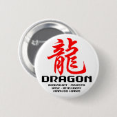 Chinese astrologische draak ronde button 5,7 cm (Voorkant /achterkant)