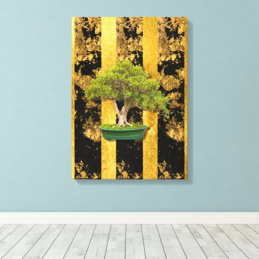 Chinese Aziatische Bonsai Tree Stretted Canvas Pri (Insitu (Houten vloer))