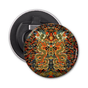 Chinese Aziatische draak kleurrijke kunst Button Flesopener