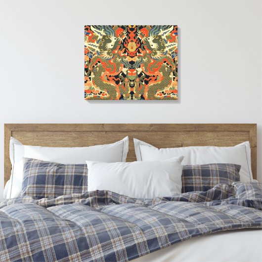 Chinese Aziatische draak kleurrijke kunst Canvas Afdruk (Insitu (Slaapkamer))