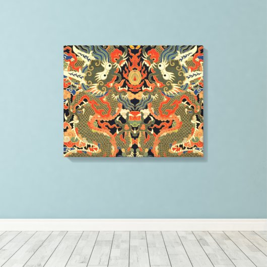 Chinese Aziatische draak kleurrijke kunst Canvas Afdruk (Insitu (Houten vloer))