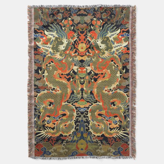 Chinese Aziatische draak kleurrijke kunst Deken (Voorkant Verticaal)