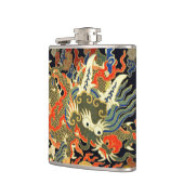 Chinese Aziatische draak kleurrijke kunst Heupfles (Links)