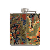 Chinese Aziatische draak kleurrijke kunst Heupfles (Achterkant)