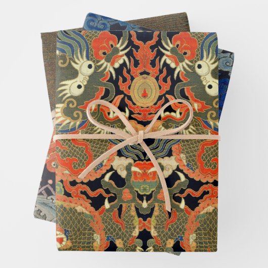 Chinese Aziatische draak kleurrijke kunst Inpakpapier Vel (In situ)