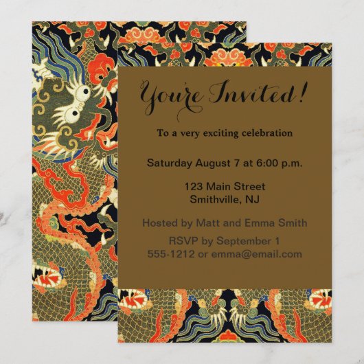 Chinese Aziatische draak kleurrijke kunst Kaart (Voorkant / Achterkant)