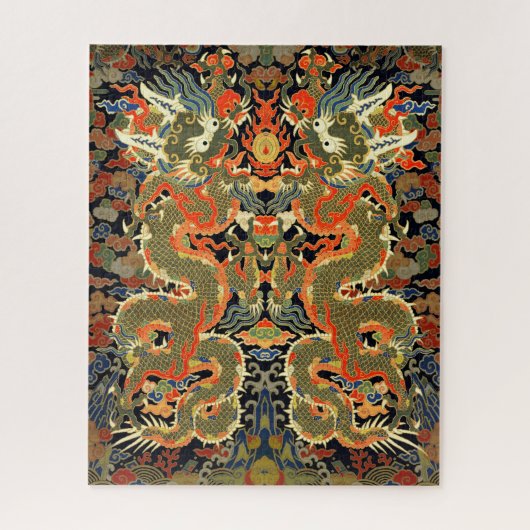 Chinese Aziatische draak kleurrijke kunst Legpuzzel (Verticaal)