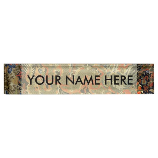 Chinese Aziatische draak kleurrijke kunst Naambordje (Voorkant)