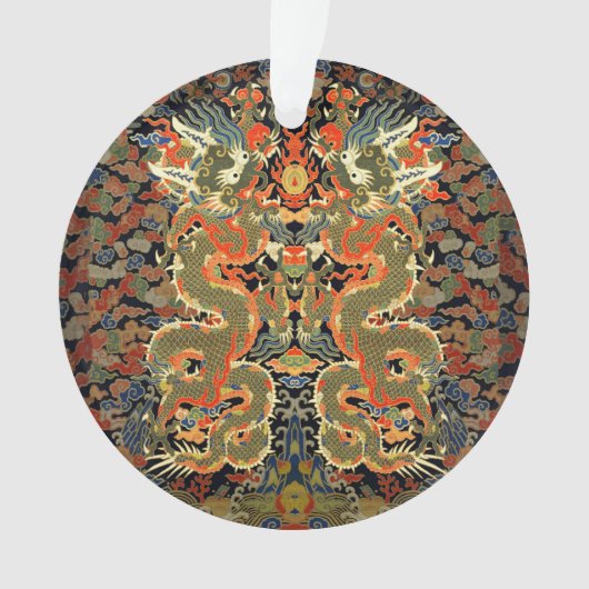 Chinese Aziatische draak kleurrijke kunst Ornament (voorkant)