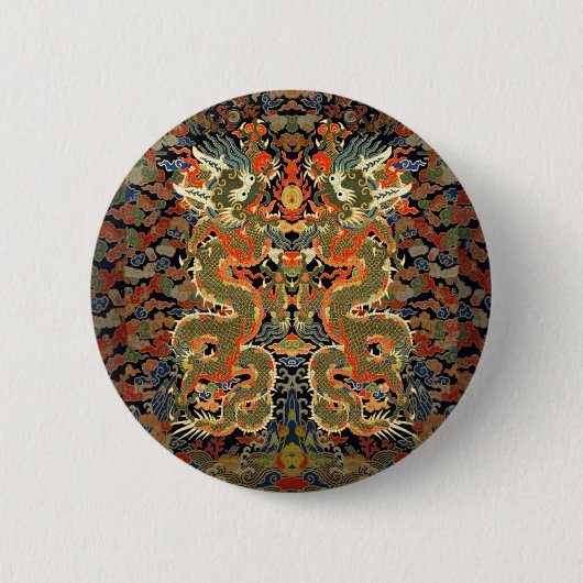 Chinese Aziatische draak kleurrijke kunst Ronde Button 5,7 Cm (Voorkant)