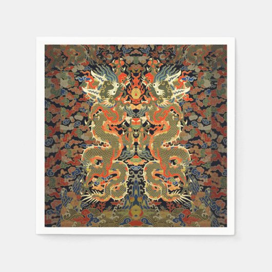 Chinese Aziatische draak kleurrijke kunst Servet (Voorkant)