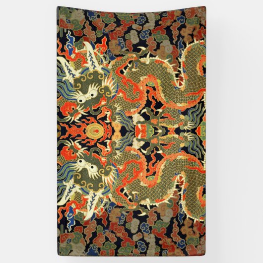 Chinese Aziatische draak kleurrijke kunst Spandoek (Verticaal)