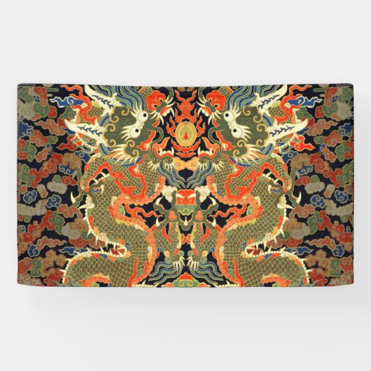 Chinese Aziatische draak kleurrijke kunst Spandoek (Horizontaal)