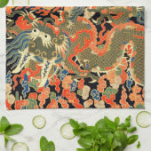 Chinese Aziatische draak kleurrijke kunst Theedoek (Gevouwen)