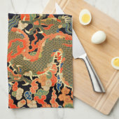 Chinese Aziatische draak kleurrijke kunst Theedoek (Quarter Fold)