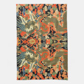 Chinese Aziatische draak kleurrijke kunst Theedoek (Verticaal)